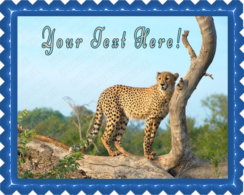 Roaming Cheetah, Safari, Wild - Edible Cake Topper, Cupcake Toppers, Strips