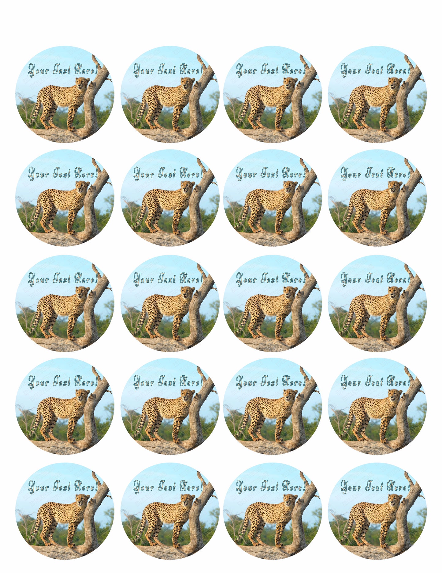 Roaming Cheetah, Safari, Wild - Edible Cake Topper, Cupcake Toppers, Strips