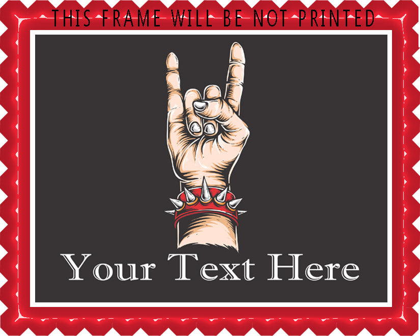 Rock & Roll hand - Edible Cake Topper, Cupcake Toppers, Strips