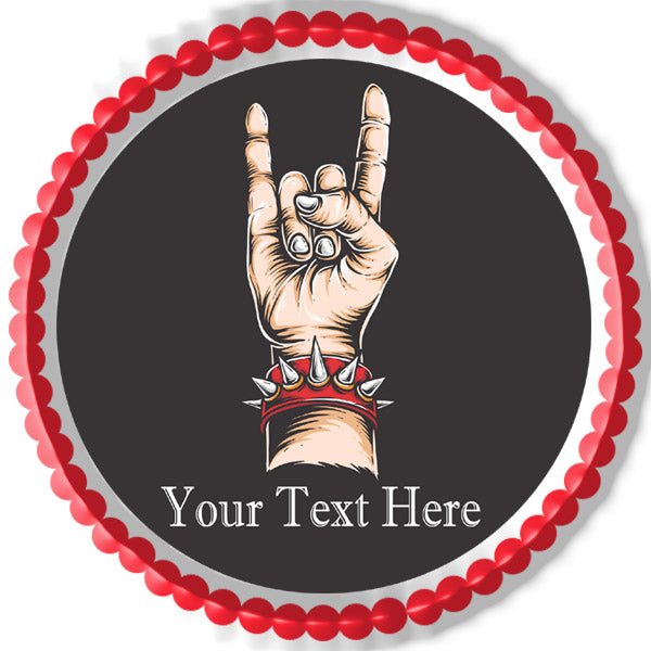 Rock & Roll hand - Edible Cake Topper, Cupcake Toppers, Strips