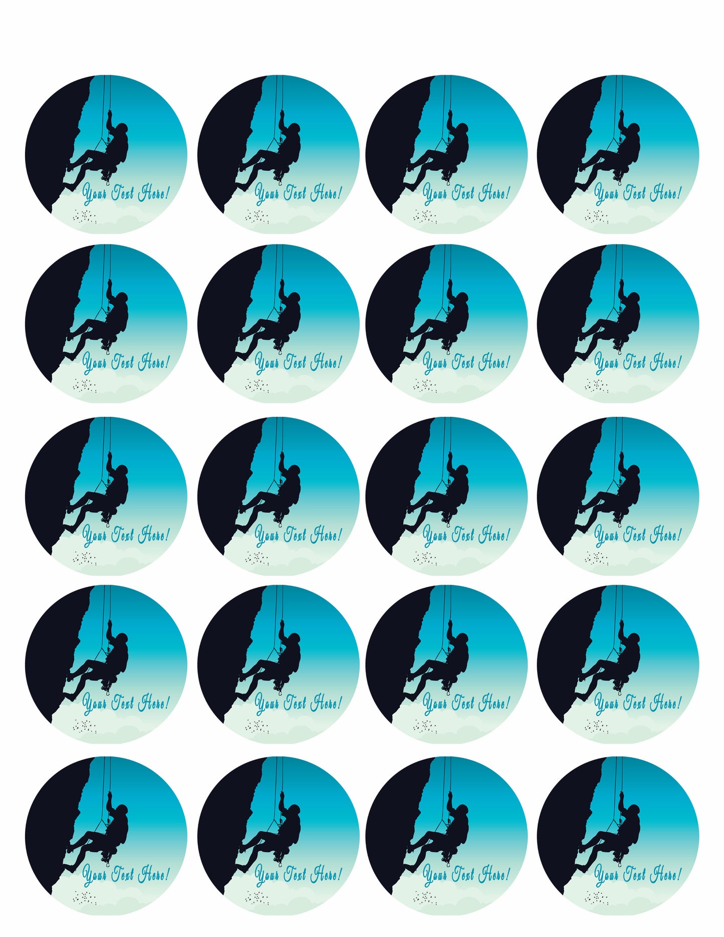 Rock Climber - Edible Cake Topper, Cupcake Toppers, Strips
