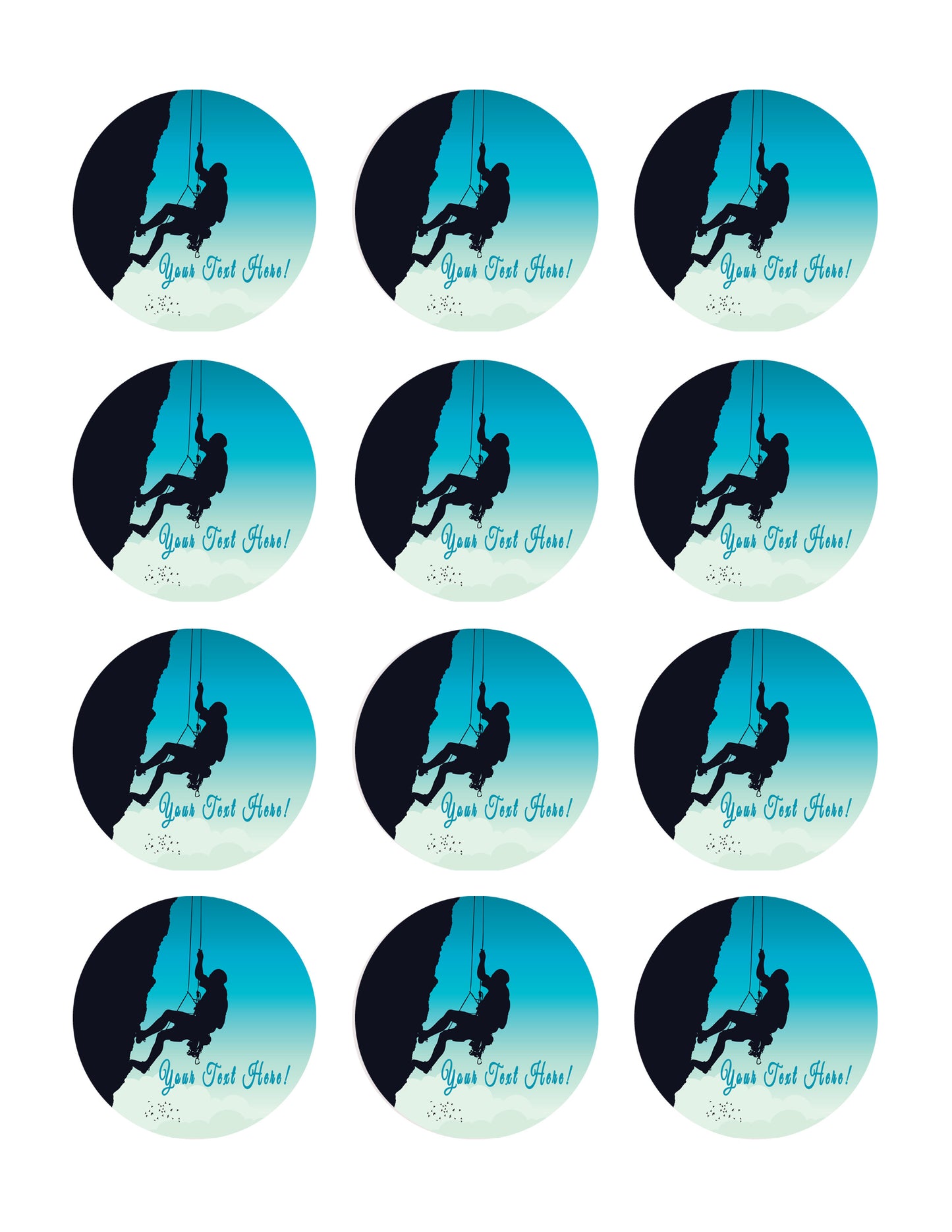 Rock Climber - Edible Cake Topper, Cupcake Toppers, Strips