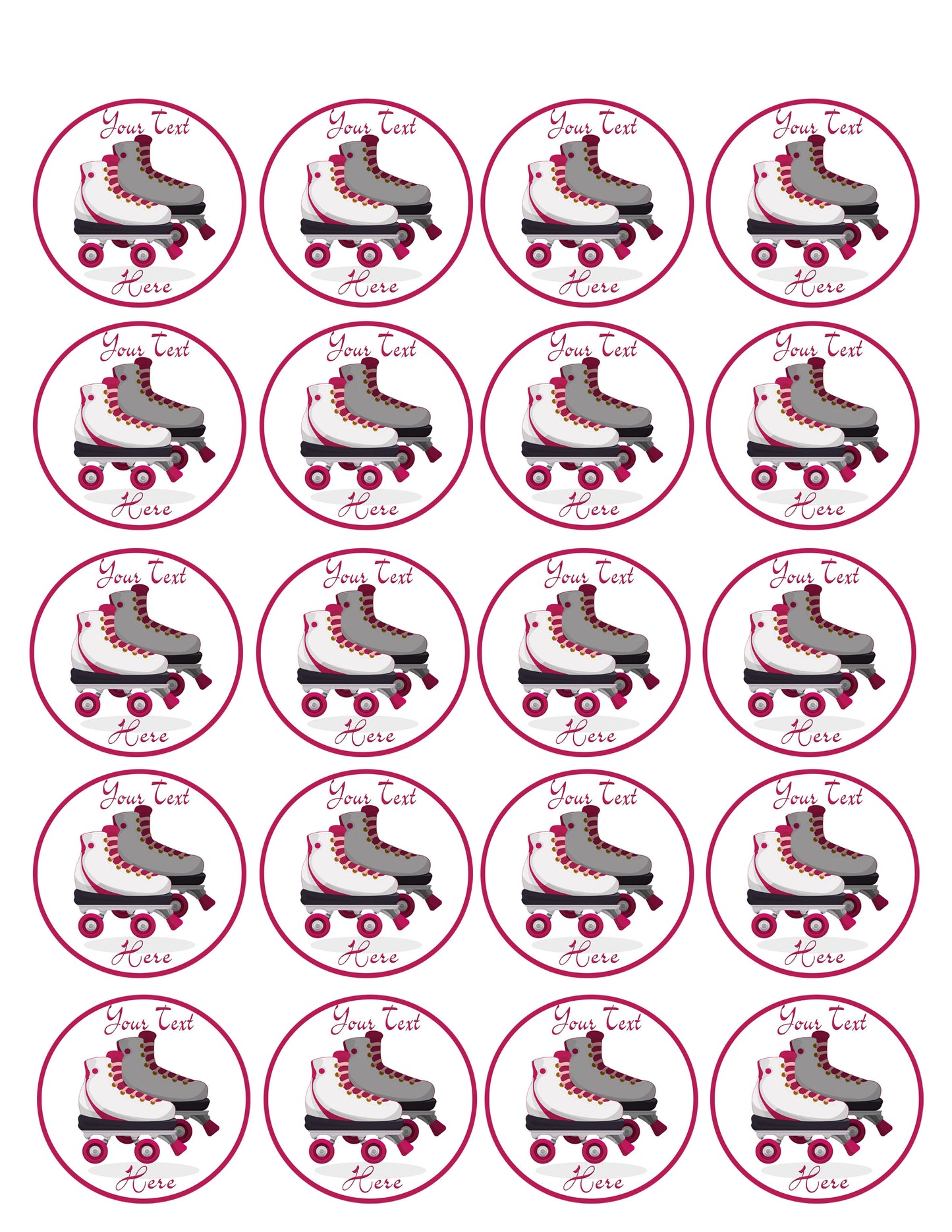 Roller Skating - Edible Cake Topper, Cupcake Toppers, Strips