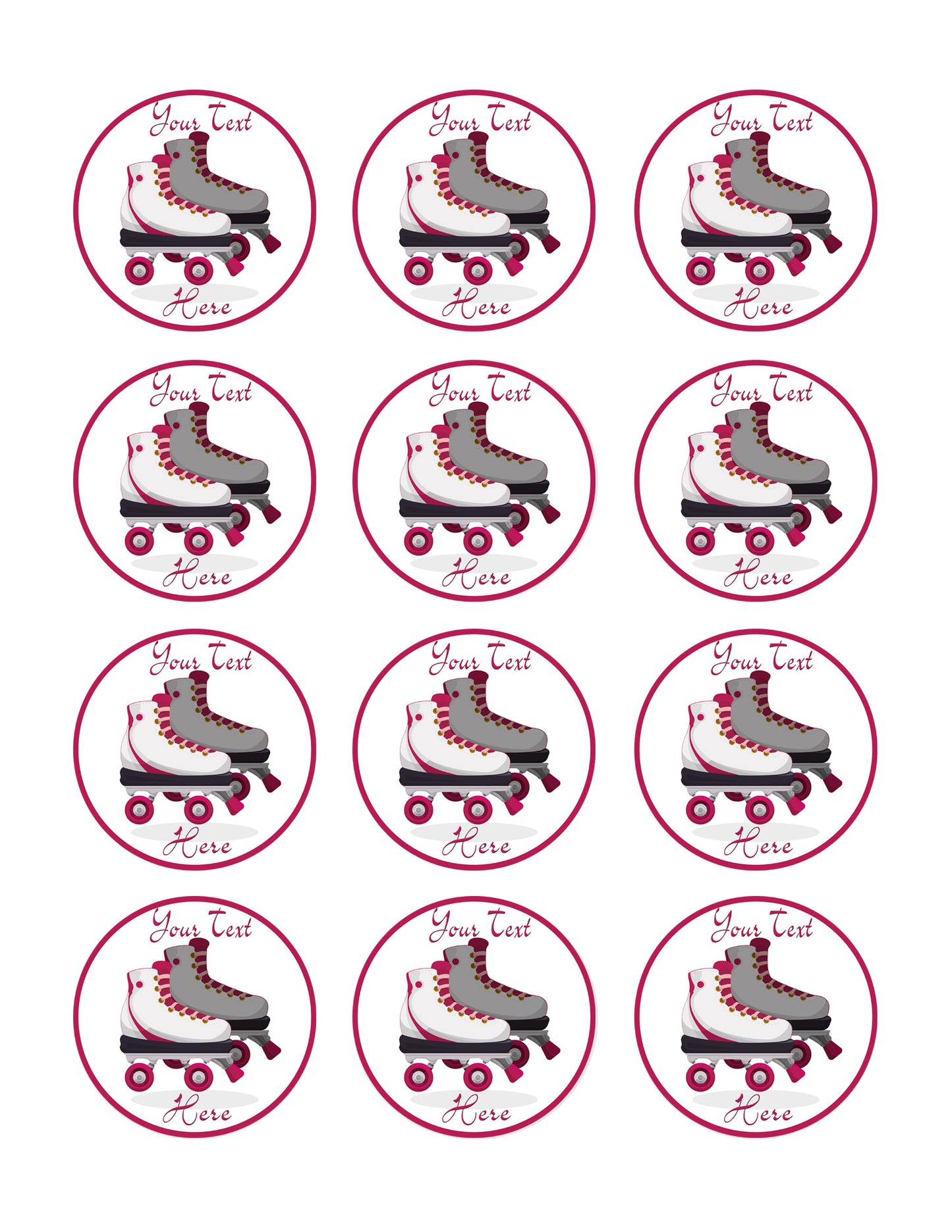 Roller Skating - Edible Cake Topper, Cupcake Toppers, Strips