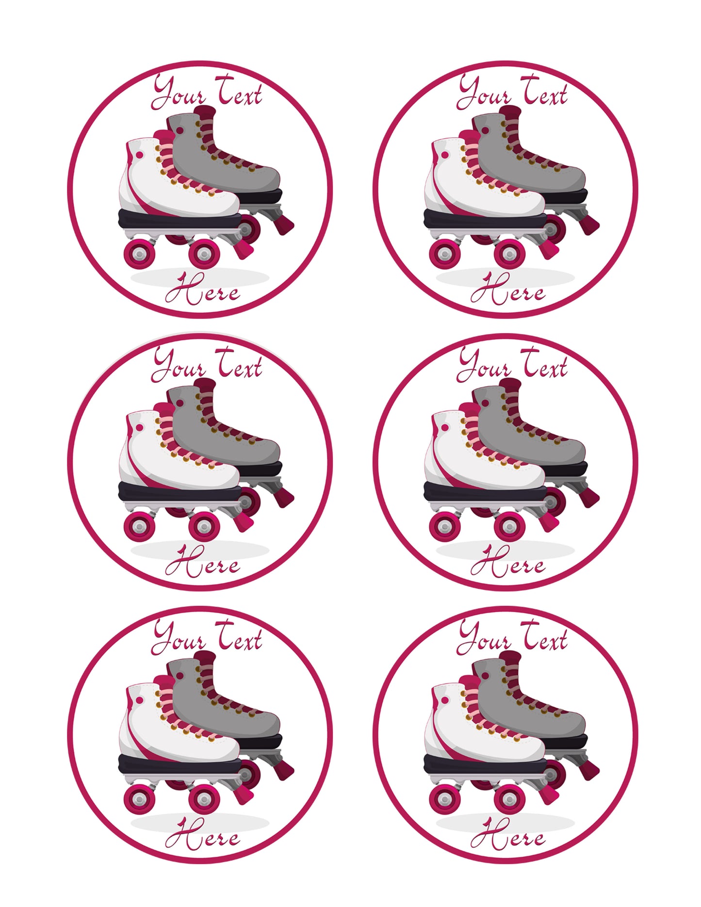 Roller Skating - Edible Cake Topper, Cupcake Toppers, Strips
