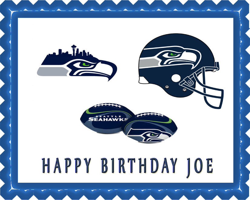 SEATTLE SEAHAWKS - Edible Cake Topper OR Cupcake Topper, Decor