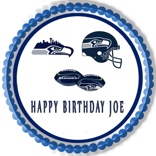 SEATTLE SEAHAWKS - Edible Cake Topper OR Cupcake Topper, Decor