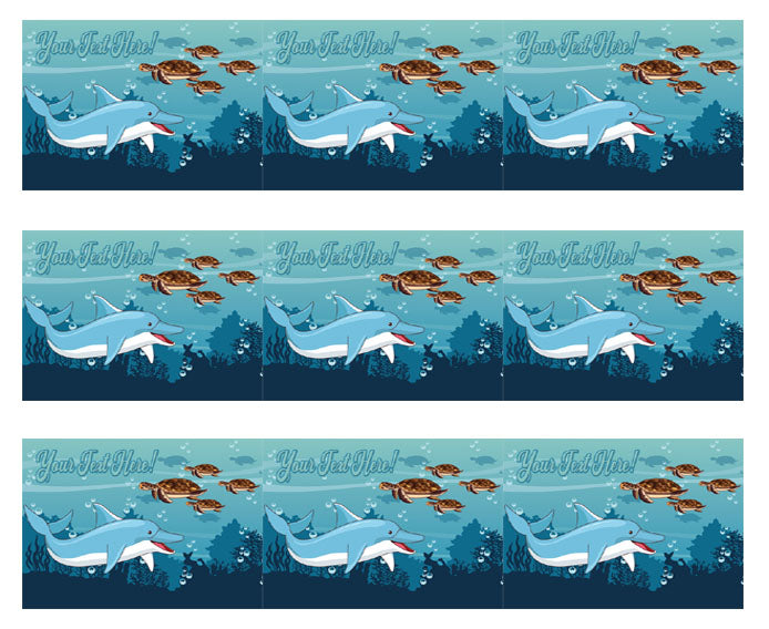 Sea with Dolphin and Turtles - Edible Cake Topper, Cupcake Toppers, Strips