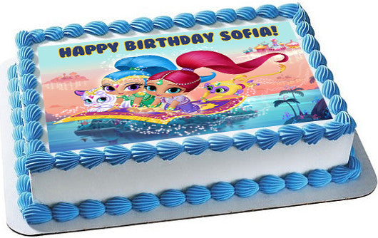 Shimmer and Shine Edible Birthday Cake Topper OR Cupcake Topper, Decor - Edible Prints On Cake (Edible Cake &Cupcake Topper)