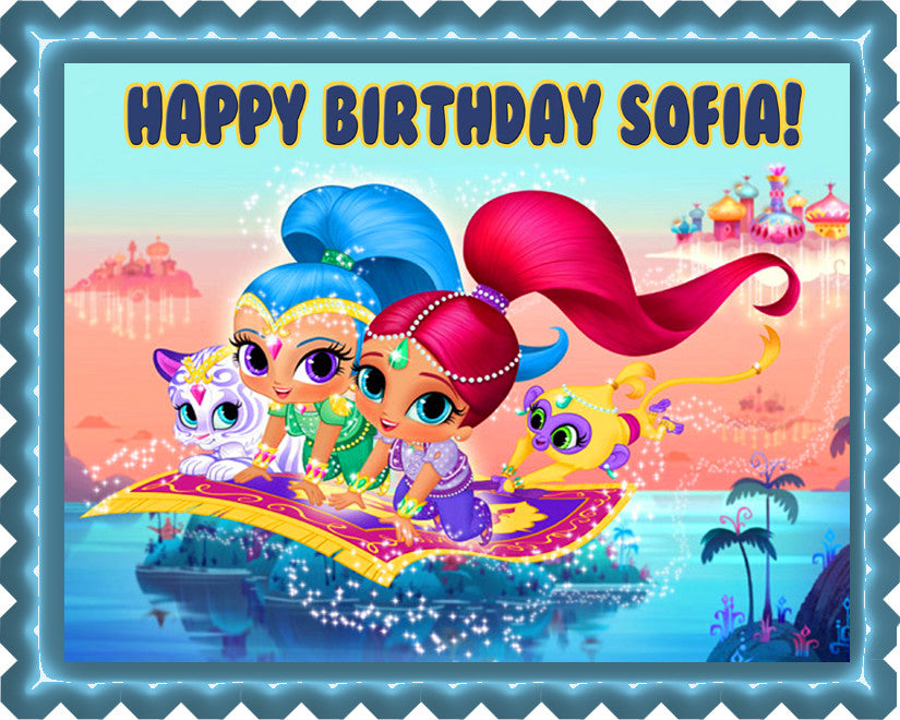Shimmer and Shine Edible Birthday Cake Topper OR Cupcake Topper, Decor - Edible Prints On Cake (Edible Cake &Cupcake Topper)
