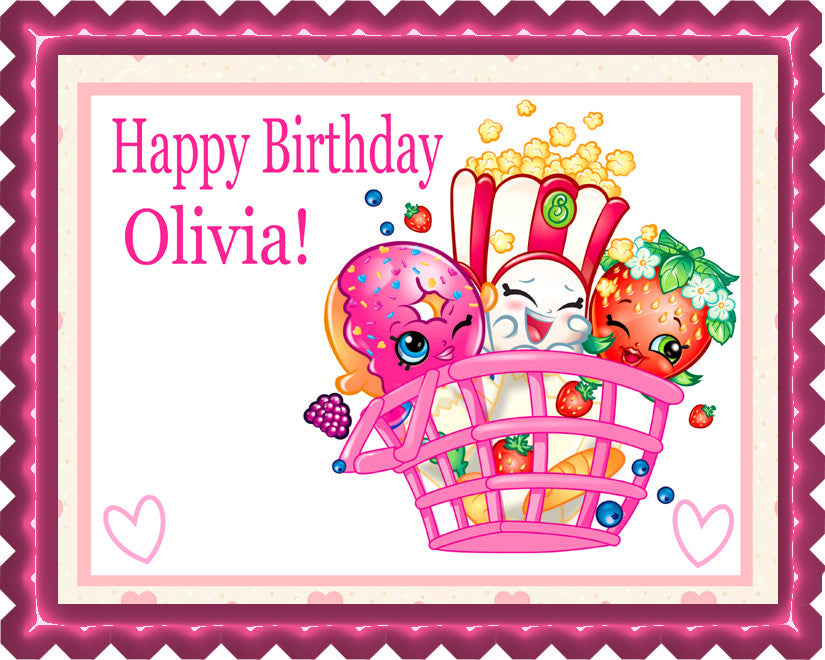 SHOPKINS 2 Edible Birthday Cake Topper OR Cupcake Topper, Decor - Edible Prints On Cake (Edible Cake &Cupcake Topper)