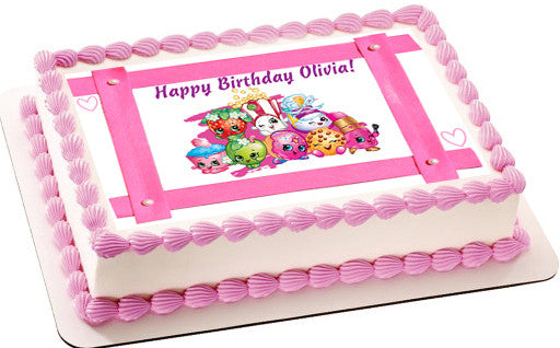 SHOPKINS 4 Edible Birthday Cake Topper OR Cupcake Topper, Decor - Edible Prints On Cake (Edible Cake &Cupcake Topper)