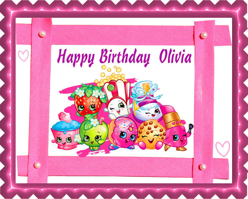 SHOPKINS 4 Edible Birthday Cake Topper OR Cupcake Topper, Decor - Edible Prints On Cake (Edible Cake &Cupcake Topper)