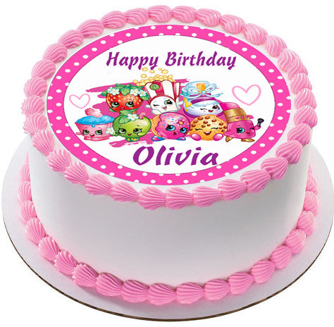 SHOPKINS 4 Edible Birthday Cake Topper OR Cupcake Topper, Decor - Edible Prints On Cake (Edible Cake &Cupcake Topper)
