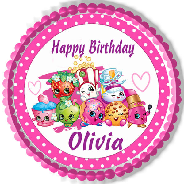 SHOPKINS 4 Edible Birthday Cake Topper OR Cupcake Topper, Decor - Edible Prints On Cake (Edible Cake &Cupcake Topper)
