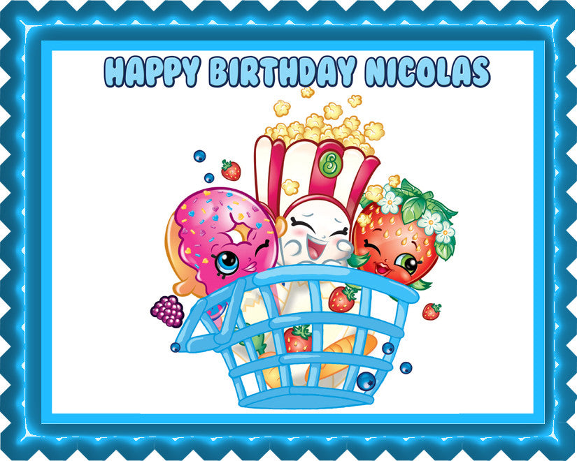 SHOPKINS 3 Edible Birthday Cake Topper OR Cupcake Topper, Decor - Edible Prints On Cake (Edible Cake &Cupcake Topper)