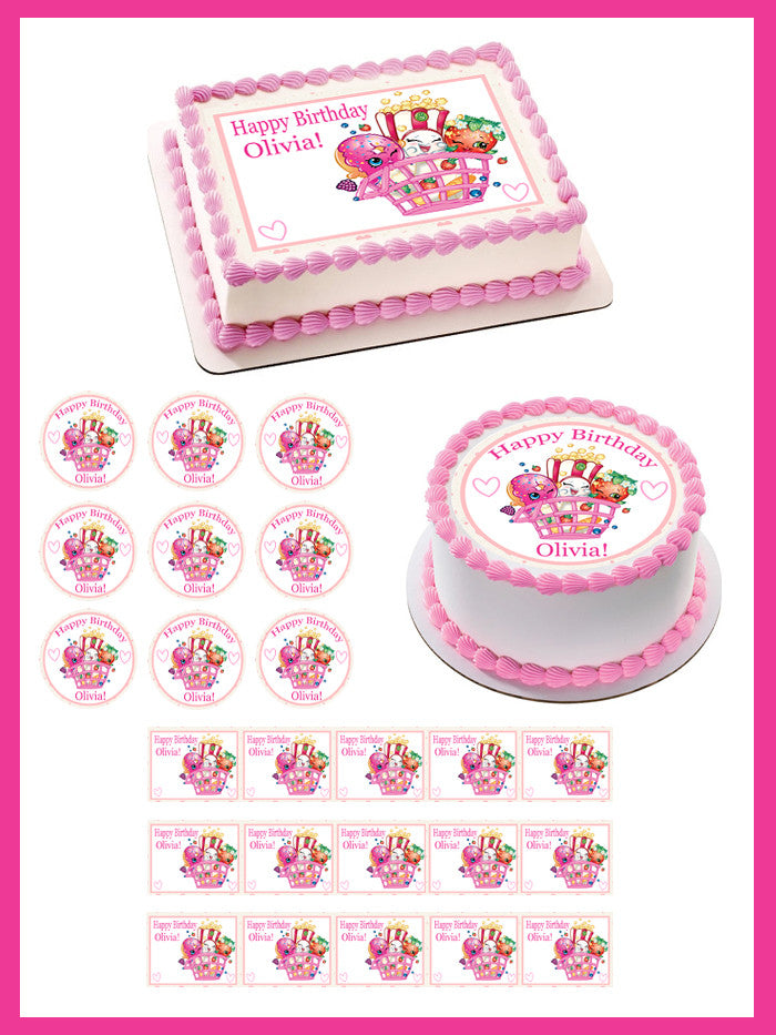 SHOPKINS 2 Edible Birthday Cake Topper OR Cupcake Topper, Decor - Edible Prints On Cake (Edible Cake &Cupcake Topper)