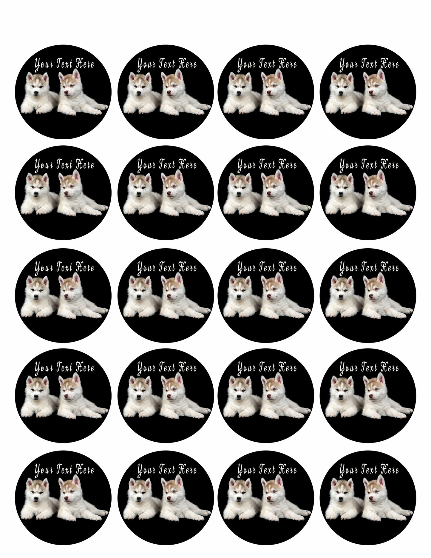 Siberian Husky Puppy Dog - Edible Cake Topper, Cupcake Toppers, Strips