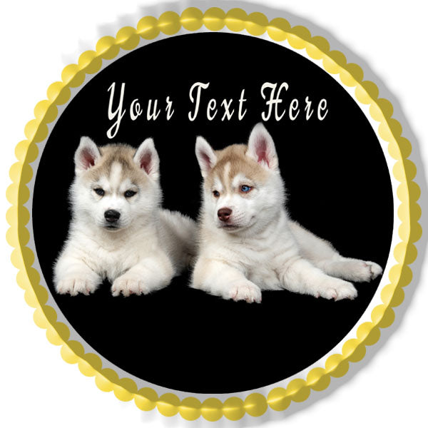 Siberian Husky Puppy Dog - Edible Cake Topper, Cupcake Toppers, Strips