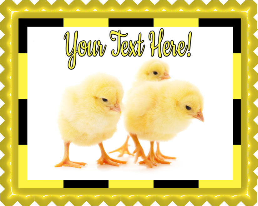 Small Chickens - Edible Cake Topper, Cupcake Toppers, Strips
