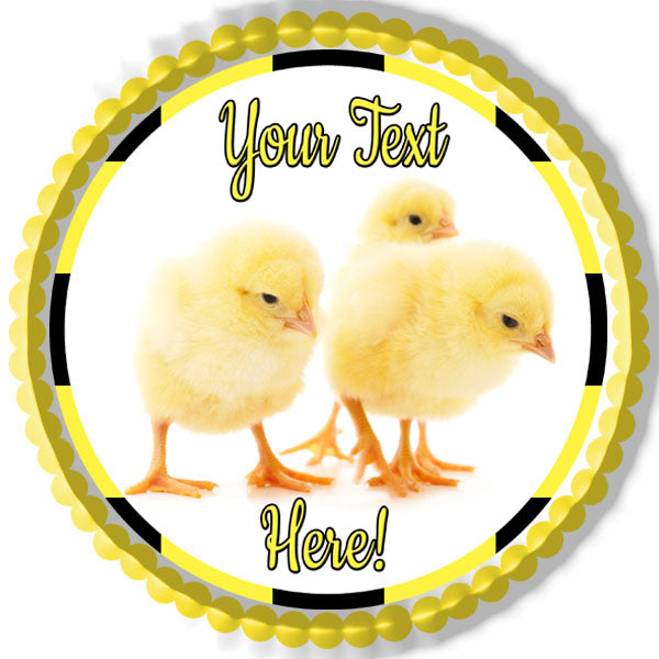 Small Chickens - Edible Cake Topper, Cupcake Toppers, Strips