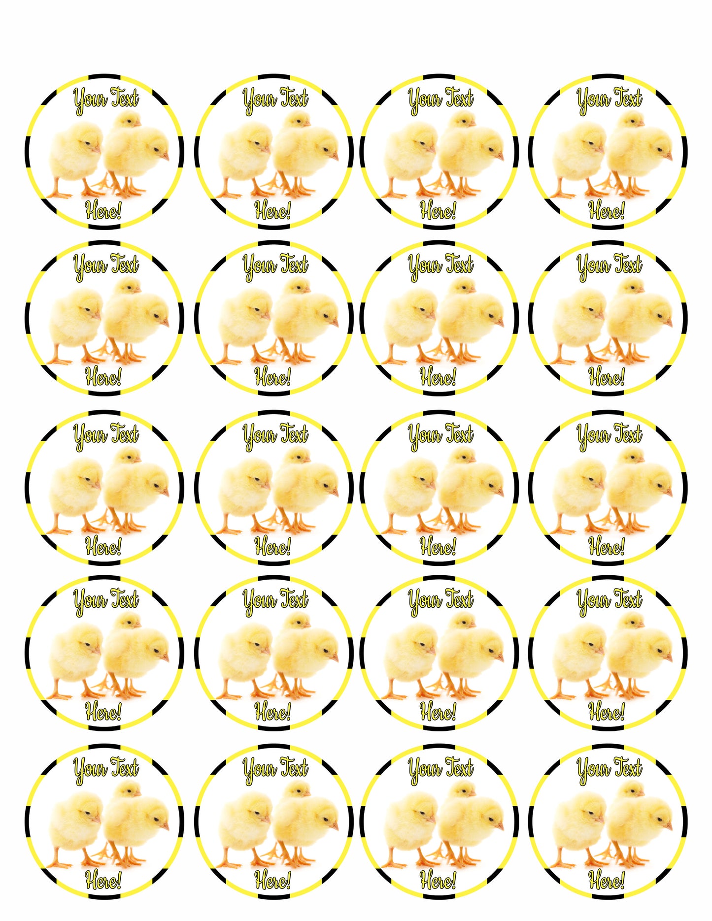 Small Chickens - Edible Cake Topper, Cupcake Toppers, Strips