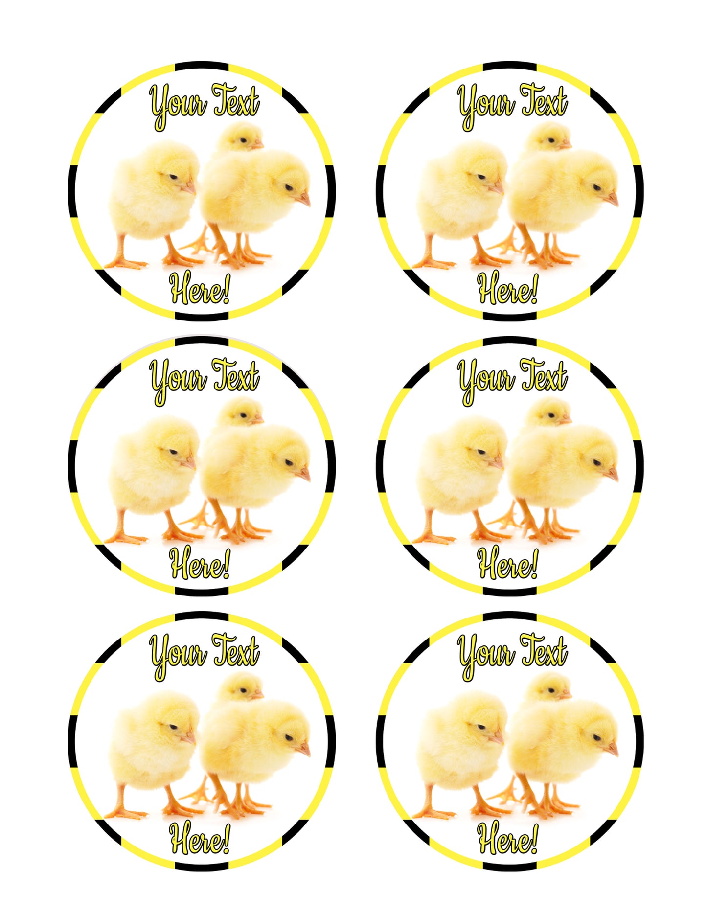 Small Chickens - Edible Cake Topper, Cupcake Toppers, Strips