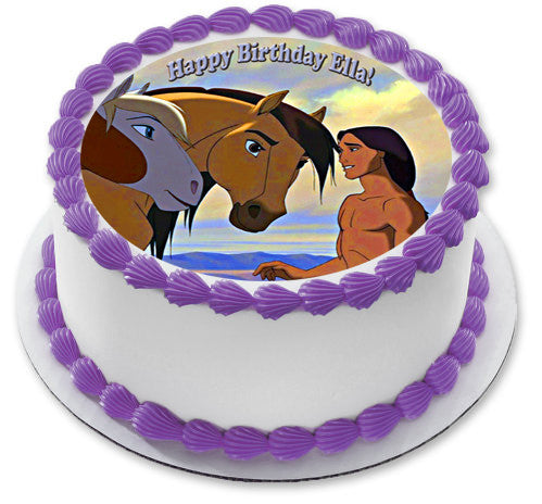 Spirit Stallion Of The Cimarron 2 Edible Birthday Cake Topper OR Cupcake Topper, Decor - Edible Prints On Cake (Edible Cake &Cupcake Topper)