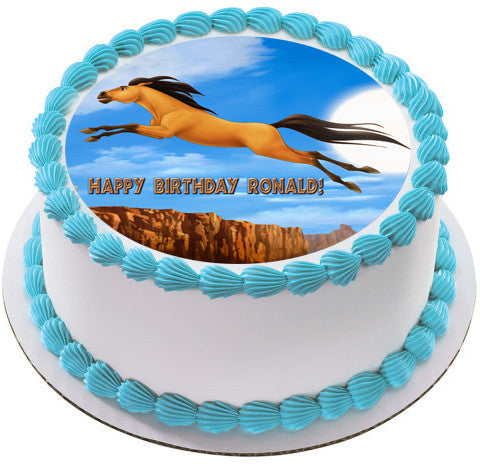 Spirit Stallion Of The Cimarron 3 Edible Birthday Cake Topper OR Cupcake Topper, Decor - Edible Prints On Cake (Edible Cake &Cupcake Topper)