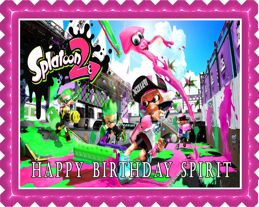Splatoon (Nr2) - Edible Cake Topper OR Cupcake Topper, Decor