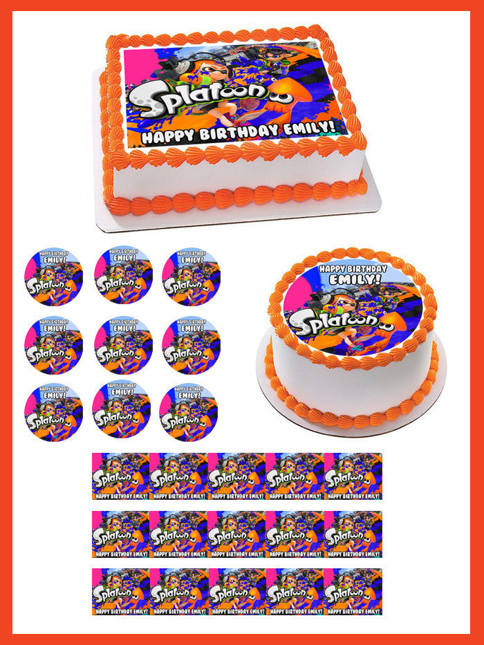 Splatoon - Edible Cake Topper OR Cupcake Topper, Decor