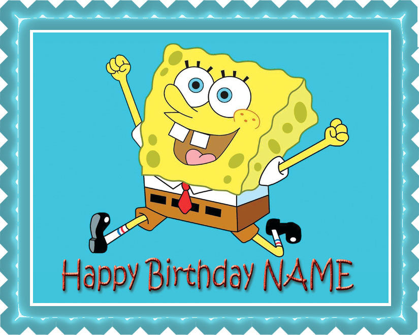 SPONGBOB -Edible Cake Topper OR Cupcake Topper, Decor