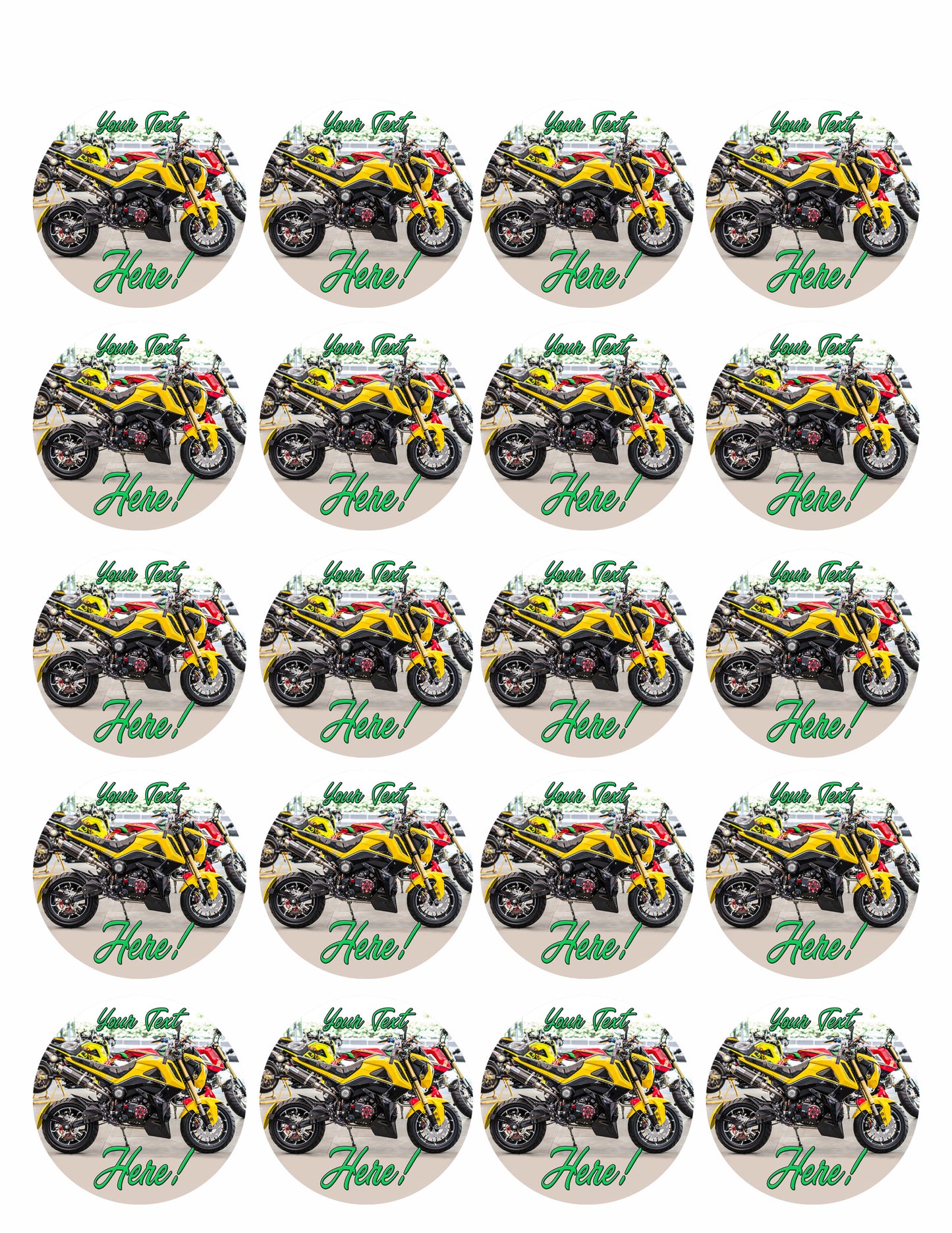 Sport Motorcycle - Edible Cake Topper, Cupcake Toppers, Strips