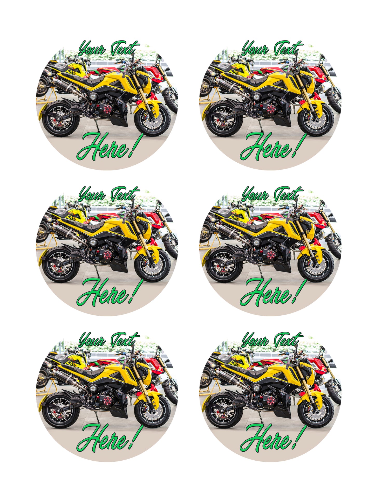 Sport Motorcycle - Edible Cake Topper, Cupcake Toppers, Strips