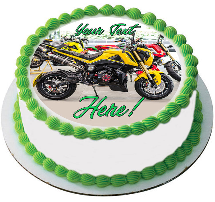 Sport Motorcycle - Edible Cake Topper, Cupcake Toppers, Strips