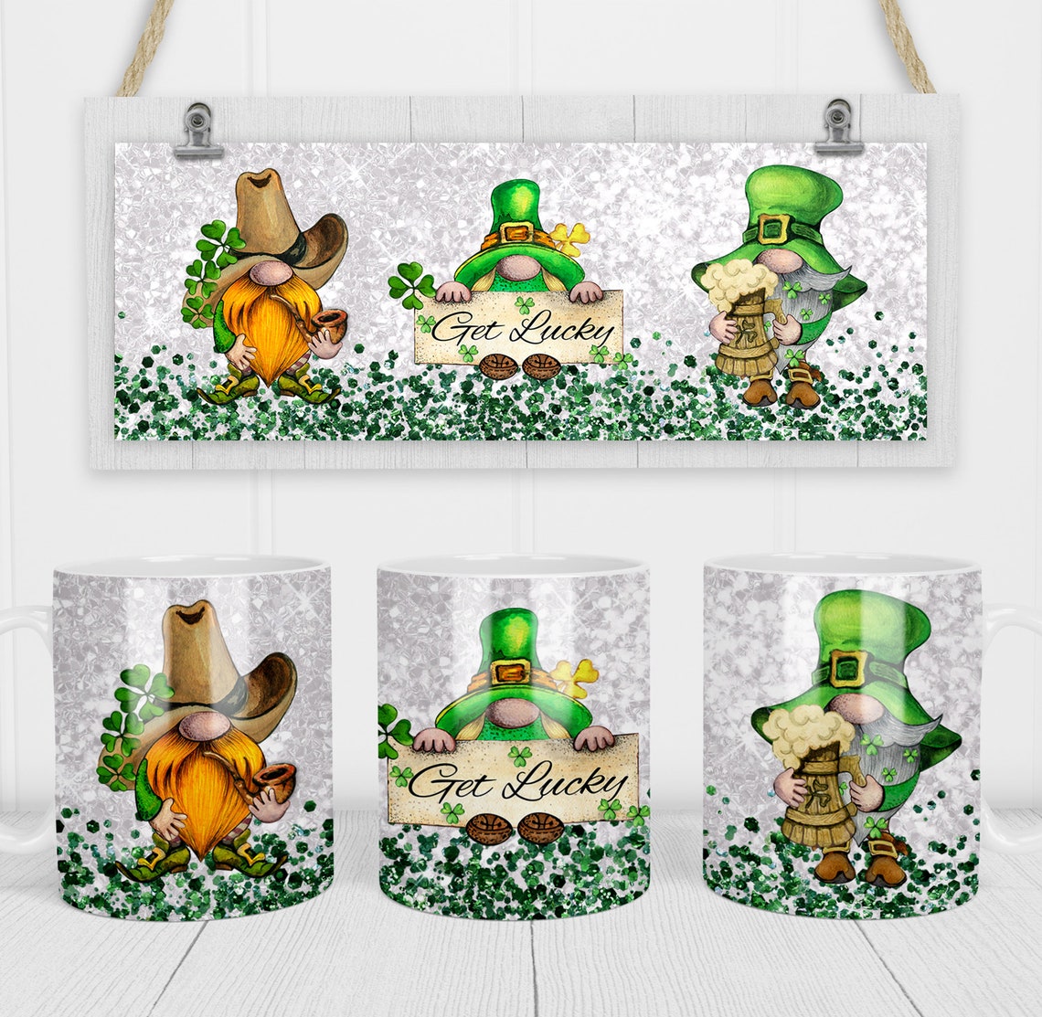St Patricks Day Gnomes Mug, Birthday Gift, Custom Mug Gift for Mom, Anniversary Gift for Her/Him, Valentine's day gifts