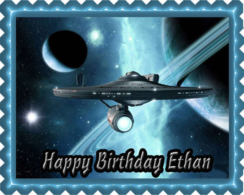 Star Trek Edible Birthday Cake Topper OR Cupcake Topper, Decor - Edible Prints On Cake (Edible Cake &Cupcake Topper)