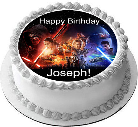 Star Wars 7 Force Awakens 2 Edible Birthday Cake Topper OR Cupcake Topper, Decor - Edible Prints On Cake (Edible Cake &Cupcake Topper)