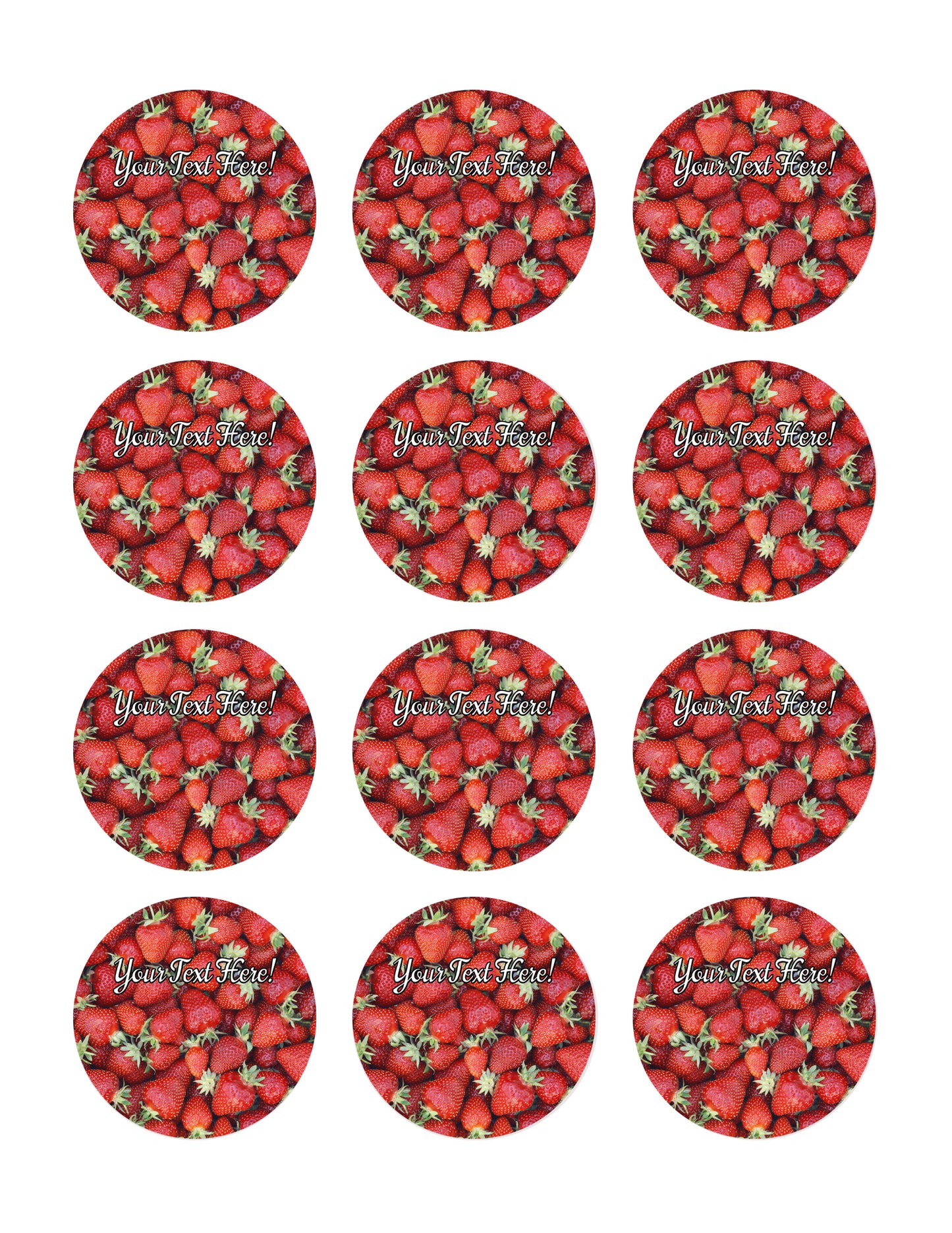 Strawberry - Edible Cake Topper, Cupcake Toppers, Strips
