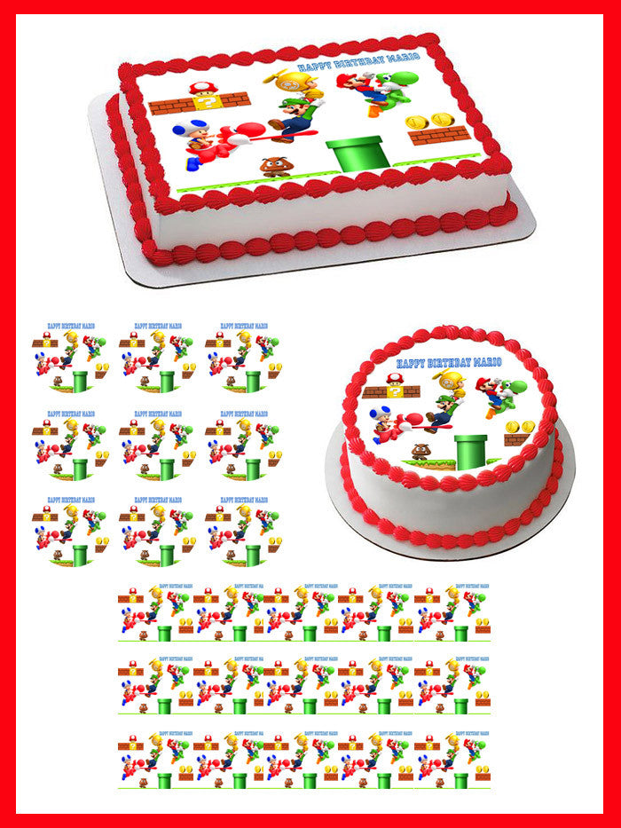 Super Mario Luigi 2 Edible Birthday Cake Topper OR Cupcake Topper, Decor - Edible Prints On Cake (Edible Cake &Cupcake Topper)