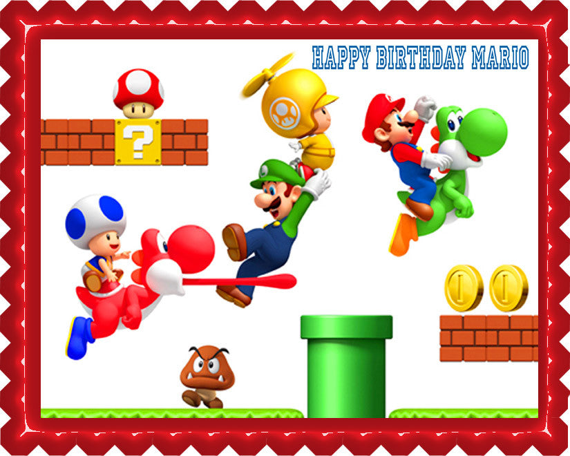 Super Mario Luigi 2 Edible Birthday Cake Topper OR Cupcake Topper, Decor - Edible Prints On Cake (Edible Cake &Cupcake Topper)