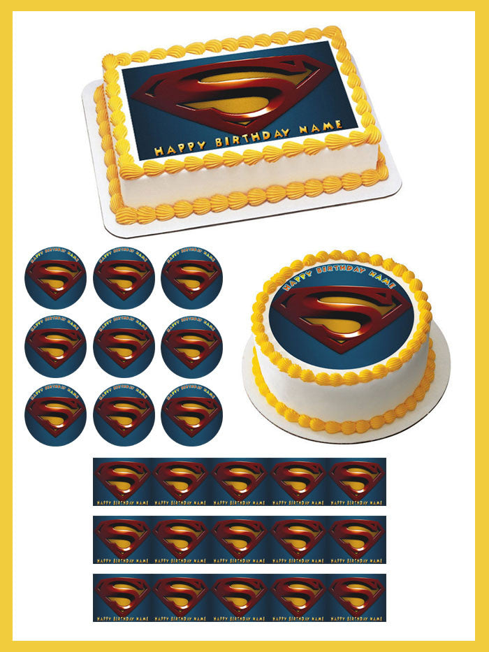 SUPERMAN LOGO - Edible Cake Topper OR Cupcake Topper, Decor