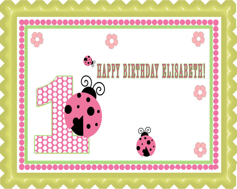 Sweet Lady Bug - Edible Cake Topper OR Cupcake Topper, Decor
