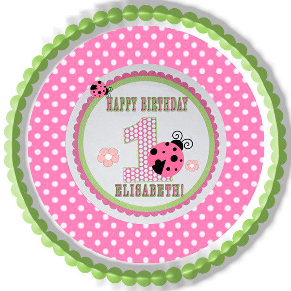 Sweet Lady Bug - Edible Cake Topper OR Cupcake Topper, Decor