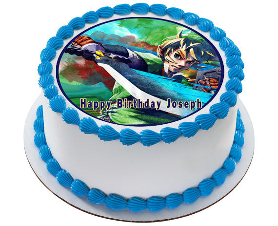 The legend of Zelda 1 Edible Birthday Cake Topper OR Cupcake Topper, Decor - Edible Prints On Cake (Edible Cake &Cupcake Topper)