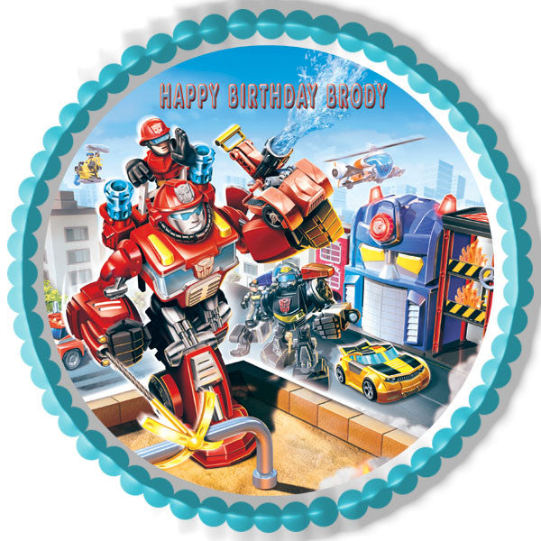 Transformers Rescue - Edible Cake Topper OR Cupcake Topper, Decor