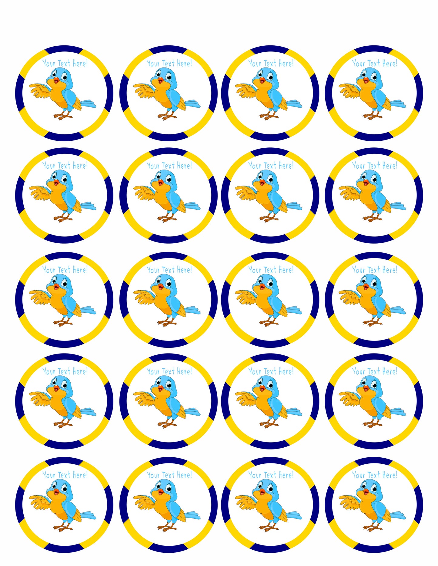 Talking Bird - Edible Cake Topper, Cupcake Toppers, Strips