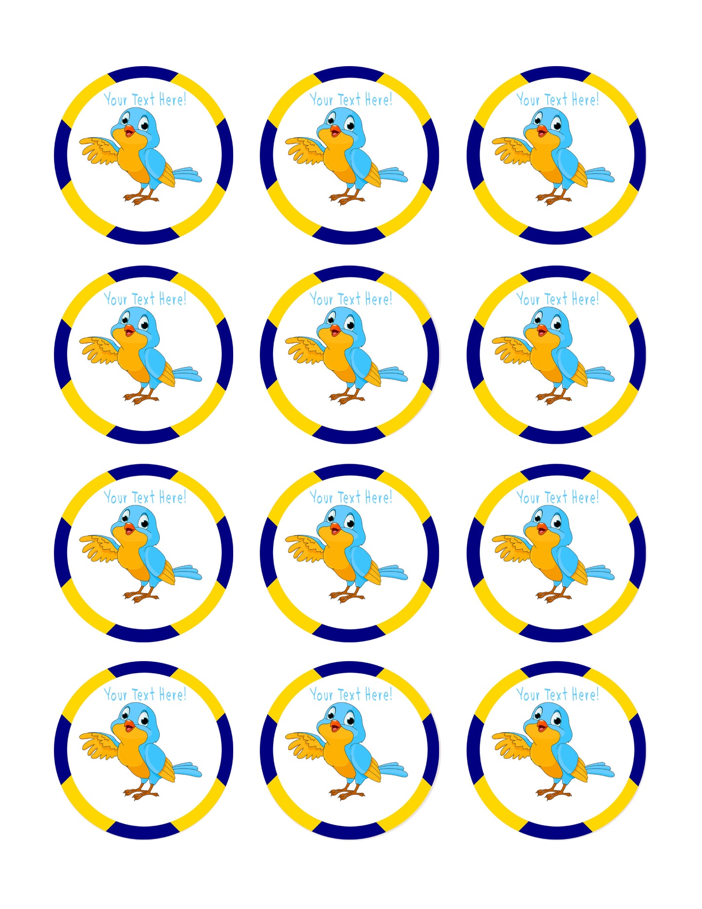 Talking Bird - Edible Cake Topper, Cupcake Toppers, Strips