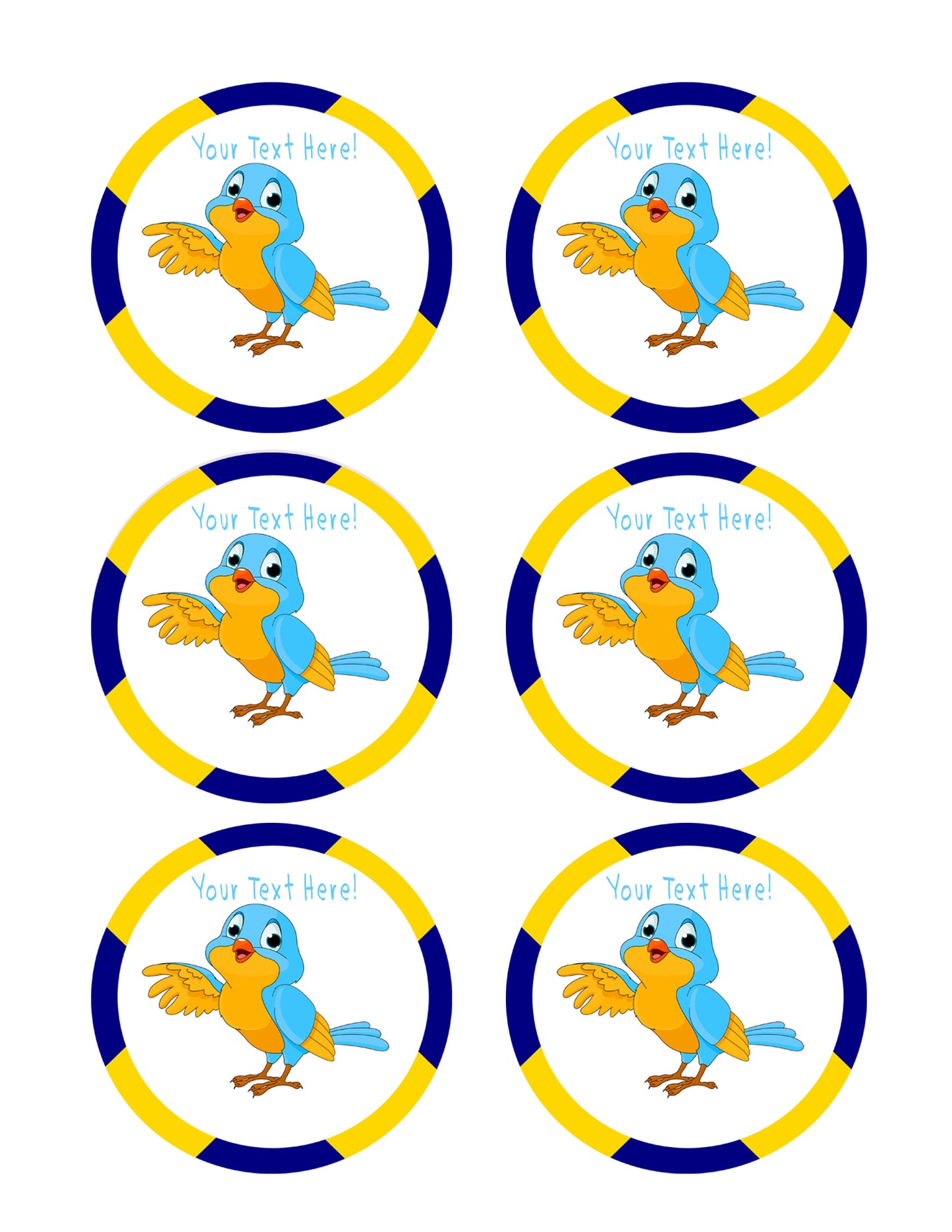 Talking Bird - Edible Cake Topper, Cupcake Toppers, Strips