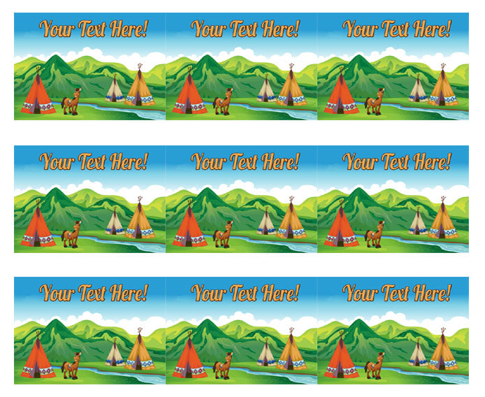 Tents and a Smiling Horse - Edible Cake Topper, Cupcake Toppers, Strips